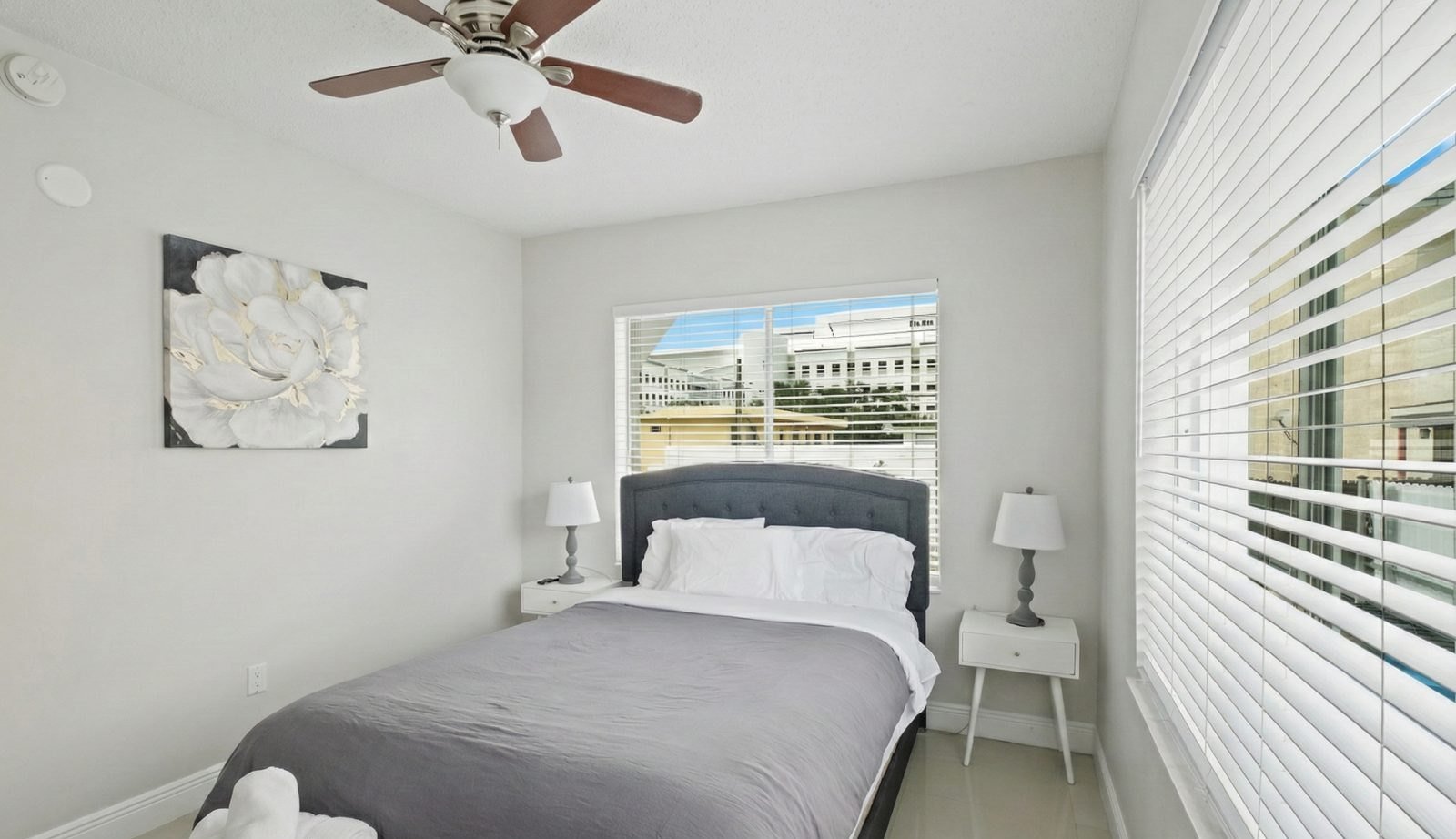 Master bedroom with queen bed in the Gallo Suite, Little Havana Miami
