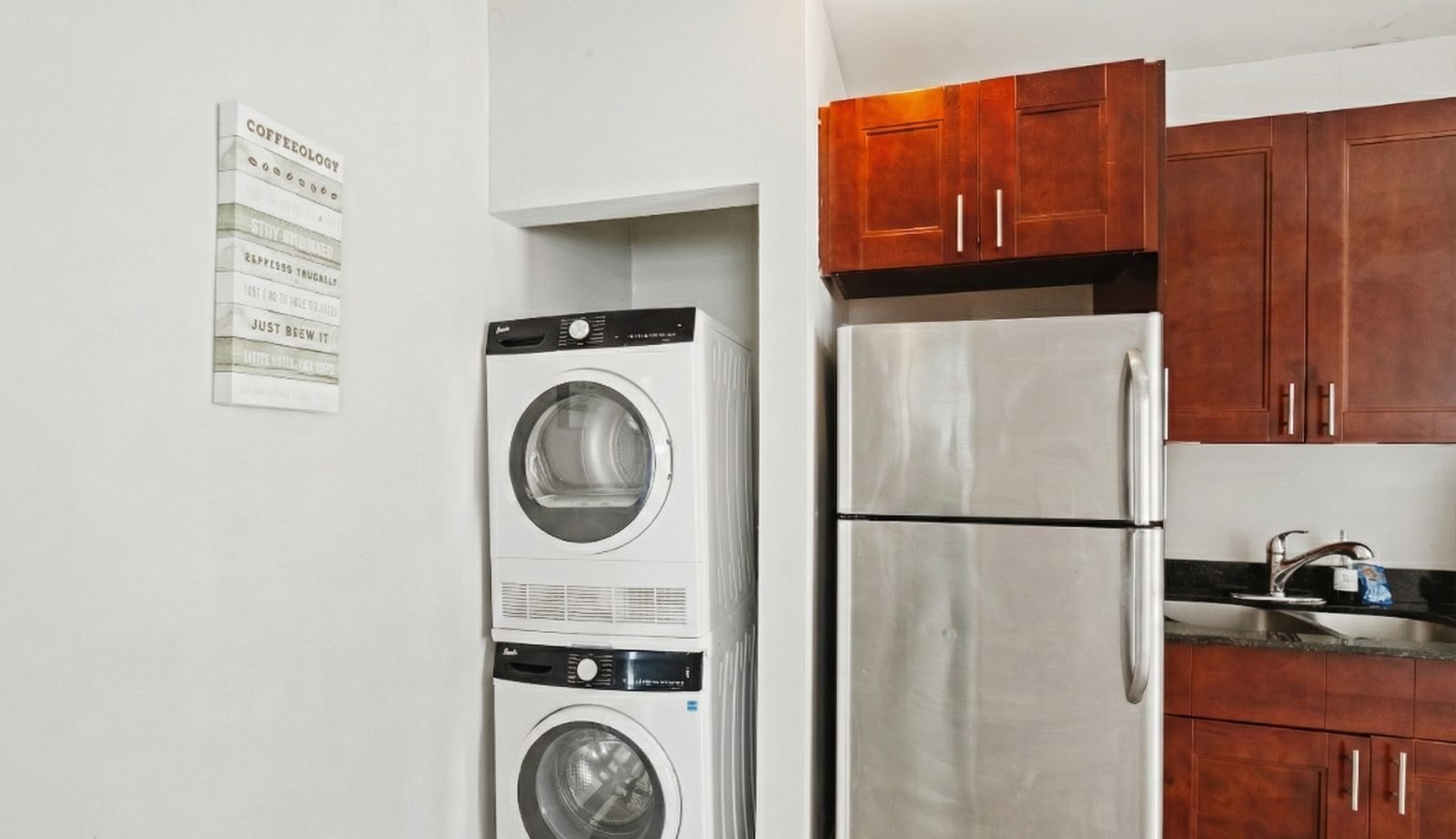 Washer and dryer inside the Gallo Suite apartment near Marlins Park